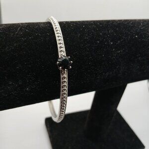 Silver 925 SAI Bangle Bracelet with black stone.